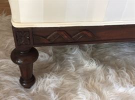 carving detail of vintage re-uphl. Sofa