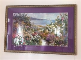 37 1/2" X 26" matted and framed Floral Print  $50.00