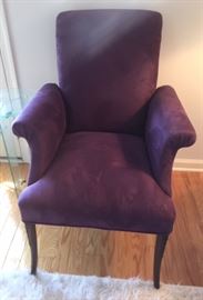 Vintage frame re-uphl in Plum Ultra Suede Slender Arn Chair         $140.00