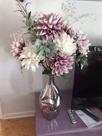 Large Metal Geometric Vase with Silk Flowers $50.00