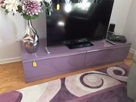 Set 2 piece Lavender Laminated 2 drawer 76" long TV Stand 15"high with matching wall mounted piece $125.00 pair