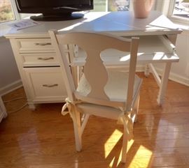 Caked Company Desk with 3 drawers and "Drop Front" drawer for keyboard 52"w X 24"d X 30"h and matching Chair     $150.00set