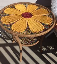 Outdoor small Iron wrapped in plastic wicker "Flower" Table                  $35.00 
