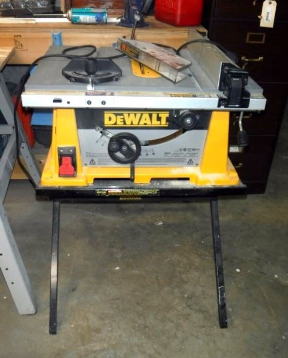 Dewalt Table Saw With Rack and Pinion Fence System on Folding Dewalt Work Table