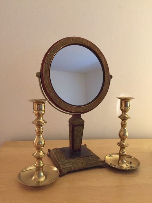 Standing Mirror and Candlesticks