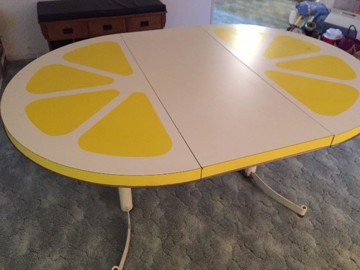 Vintage Pop Art Lemon Table with leaf