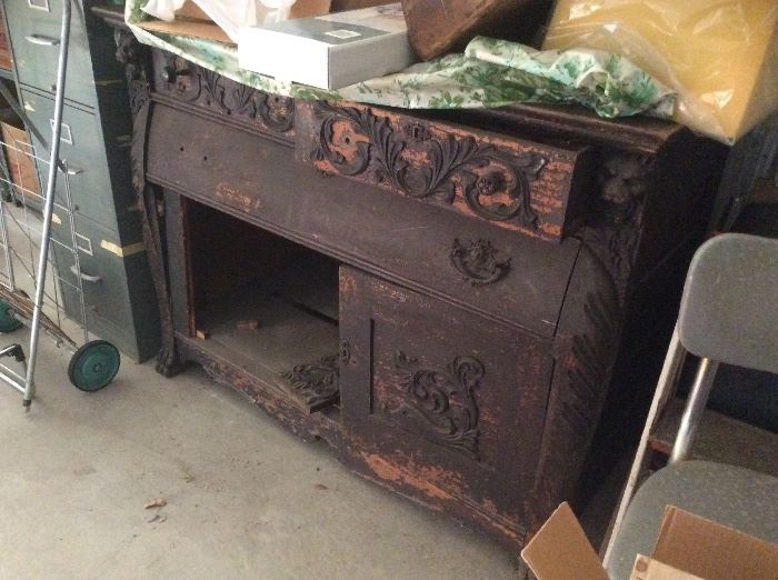 ANTIQUE SIDEBOARD ROUGH AND NEEDS REPURPOSED!