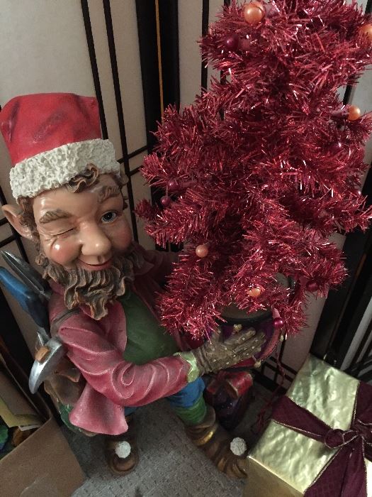 Christmas Elf and Aluminum Tree
