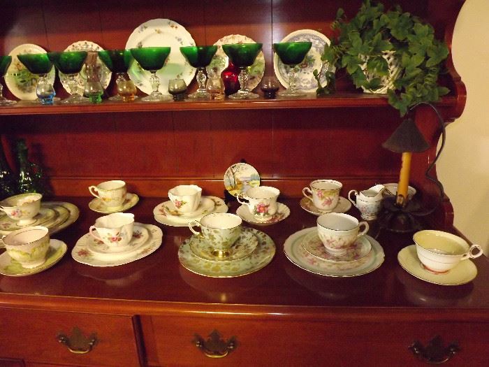 Tea cups, dishes, and glassware