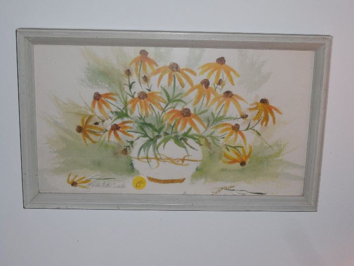 Watercolor daisies framed print