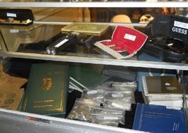 coins, vintage glasses, etc.