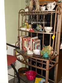 metal baker's rack. cook books, etc.