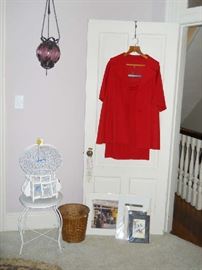 vintage suit, stool, bird cage, etc.
