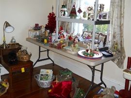 holiday items, end table, lamp, etc.