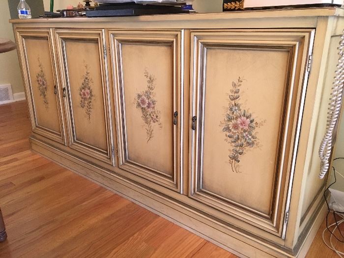 Hand stenciled french provincial side bar or buffet