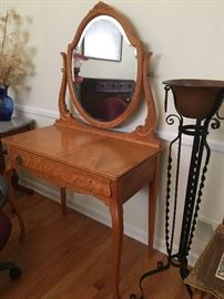 Gorgeous burled wood vanity with tilting mirror