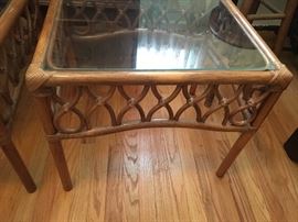 Bamboo and rattan end tables x 2