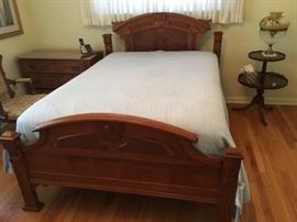 Carved Wooden bed frame Matress SOLD Full/Queen size