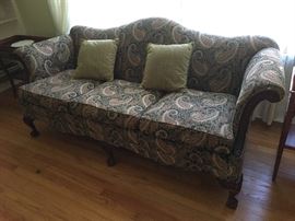 Beautiful Antique couch Reupholstered by "Young's" of Wyandotte. Paisley on Black background