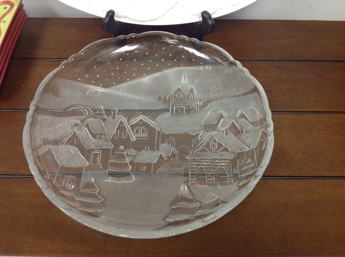Glass Holiday Serving Plate