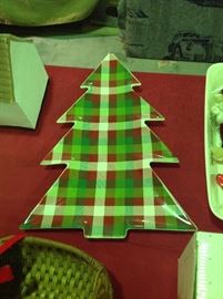 Plaid Christmas Tree Serving Dish