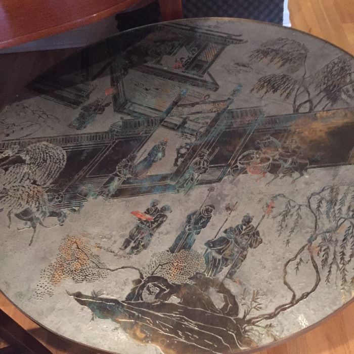 Philip & Kelvin Laverne mid-century modern bronze "Chan" coffee table.