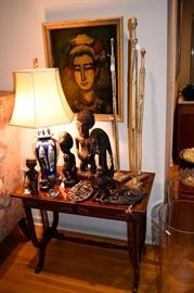  Selection of African carved wood statues, etc.