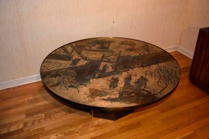  Philip & Kelvin Laverne mid-century modern bronze "Chan" coffee table.
