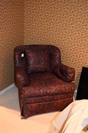  Modern paisley upholstered armchair.