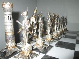 The pieces finely engraved depicting the Napoleonic army and the English army at the Battle of Waterloo.