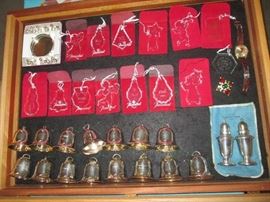 Baccarat crystal and sterling silver bell Christmas ornaments