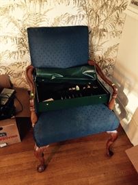 Antique Chair and Silverplated Flatware