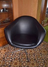 Mod Black Vinyl / Chrome Arm Chair