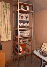 Metal & Wood Audio Storage Tower / Shelf Unit