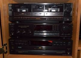 Aiwa Dual Cassette Player / Recorder, Sony Audio/Video Control Center, Sony 5 CD Player 