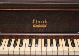 Vintage Starck Player Piano with Many Music Scrolls