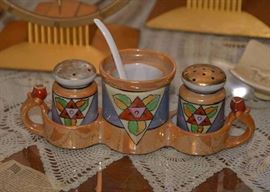 Vintage Lusterware Condiment Set