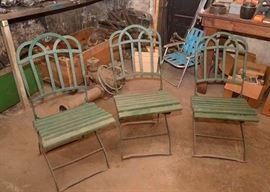 Vintage Outdoor / Patio Folding chairs (3, Metal & Wood)