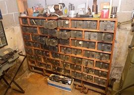 Cool Handmade Hardware Storage Cubby with Old Gas Can Drawer Inserts