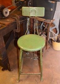 Green Metal Shop Stool