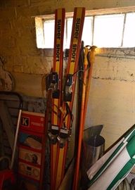 Vintage Skis with Poles