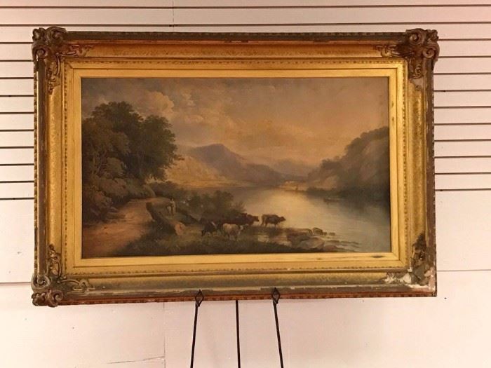 4 Ft x 28 inch Monumental Hudson River Oil circa 1850? *Original untouched condition