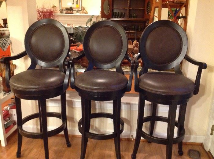 Black and Brown Leather Bar Stools