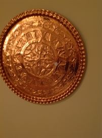 Large Engraved  Round Copper Plate 