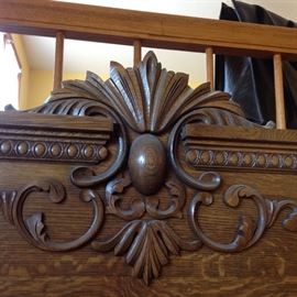 WOOD WORK ON ANTIQUE HALL TREE