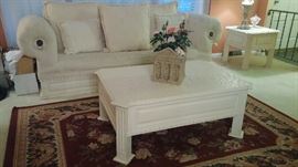 Beautiful home with Off-White Couch(sofa), loveseat, matching chair, coffee & end tables, China cabinet, glass top dining room table with 6 chairs, bench, Kingbed room suite/set.