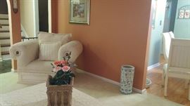 Beautiful home with Off-White Couch(sofa), loveseat, matching chair, coffee & end tables, China cabinet, glass top dining room table with 6 chairs, bench, Kingbed room suite/set.