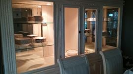 Beautiful home with Off-White Couch(sofa), loveseat, matching chair, coffee & end tables, China cabinet, glass top dining room table with 6 chairs, bench, Kingbed room suite/set.