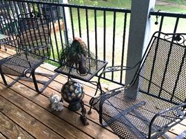 Patio chairs and table, garden decor.