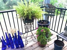 Plants, plant stands, vintage benches, decor.
